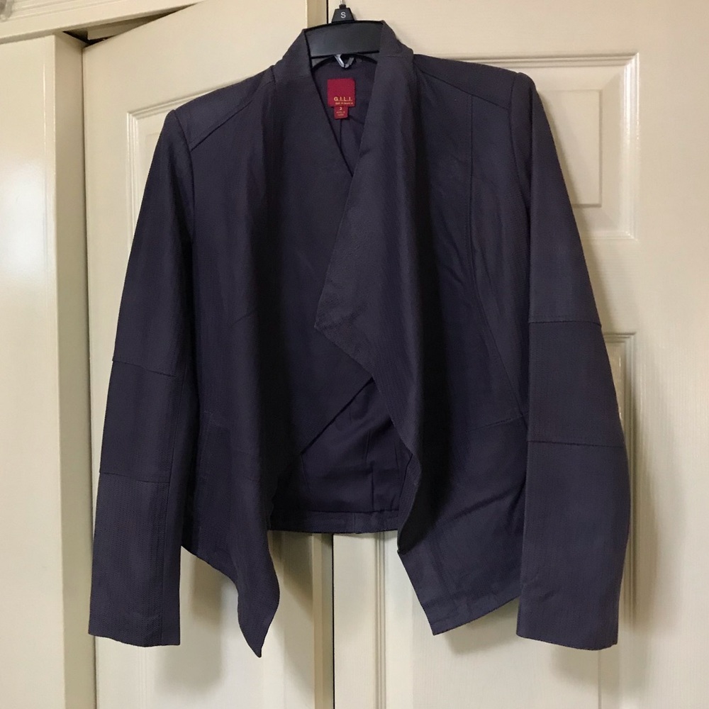 G.I.L.I Violet Leather Waterfall Jacket‎ SZ 2 NWOT